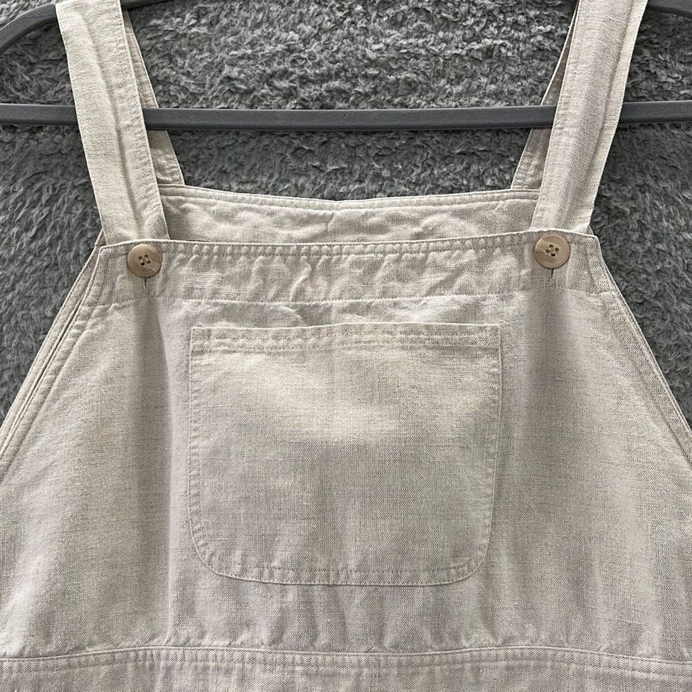 Vintage 90s Linen Blend Pinafore Jumper Maxi Dress Sleeveless Overall Indie - Picture 3 of 14